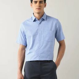 Arrow Blue Cotton Regular Fit Checks Shirt-picture-1