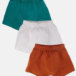 Kiddopanti Boys Brown, White & Blue Cotton Boxers - Pack of 3-image-28