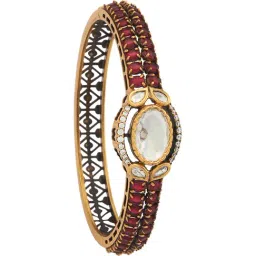 Kushal's Fashion Jewellery Ruby Victorian Polished Kundan Kada for Women-picture-31