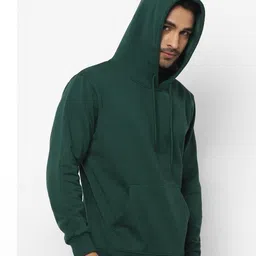 Mast & Harbour Men Solid Cotton Fleece Hooded Sweatshirt-image-119