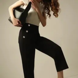 Vero Moda Black Straight Fit High Rise Pants-image-34