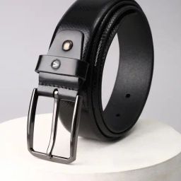 Van Heusen Black Leather Textured Waist Belt-24