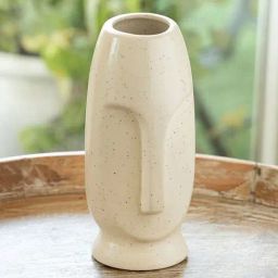 ExclusiveLane The Expression Series Off White Ceramic Handcrafted Calm Face Vase-picture-21