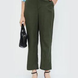 Code by Lifestyle Olive Regular Fit Mid Rise Trousers-image-92
