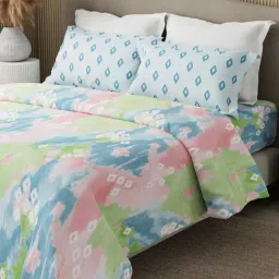 Boutique Living Embrace Multicolor Cotton Geometric 152 TC Double Flat Bedsheet with 2 Pillow Covers-image-60
