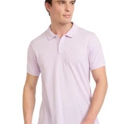 Parx Lavender Cotton Regular Fit Solid Polo T-Shirt-picture-14