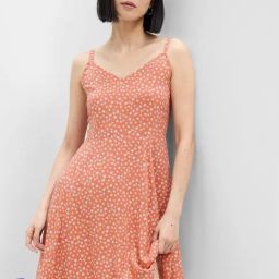 GAP Red Rayon Floral Sleeveless Dress-image-45
