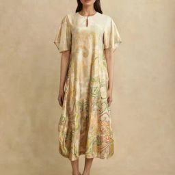 RAREISM Beige Blended Printed Short Sleeves Dress-image-18