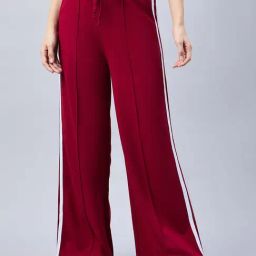 FEMEA Maroon Cotton Blend Solid Trackpants-picture-20