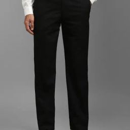 Louis Philippe Black Slim fit Solid Trousers-picture-0