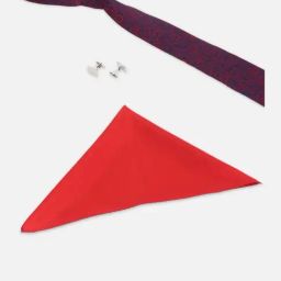 Van Heusen Navy & Red Printed Tie with Pocket Square & Cufflinks image 2
