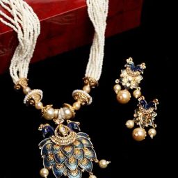 Panash Gold Plated & Blue Handcrafted Jewellery Set-30