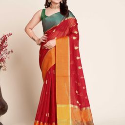DIVASTRI Woven Design Zari Silk Blend Saree-image-99