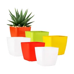 GARDEN'S NEED 6-Pcs White, Red & Yellow Textured Planters-35
