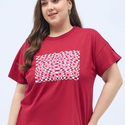 ANJIR Women Plus Size Graphic Printed Round Neck Cotton T-shirt-image-36