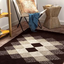 bsb home Coffee Brown Abstract No Shredding Polyester Carpet-25