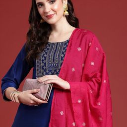 Anouk Women Ethnic Motifs Yoke Design Thread Work Kurta with Trousers & With Dupatta-52