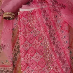 SHADOW & SAINING Ethnic Motifs Embellished Sequinned Modal Unstitched Dress Material-picture-12