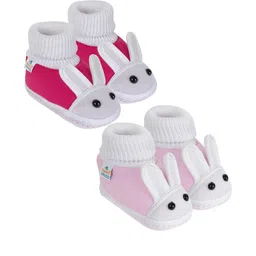 NESKA MODA Kids-Unisex Pink Cotton Booties-picture-47