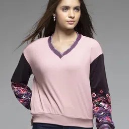 SHAYE Women Printed Long Sleeves V - Neck Sweatshirt-picture-48