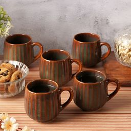 Aura Brown 6 Pieces Glossy Ceramic Cups-58