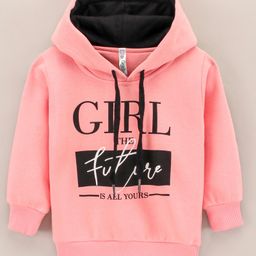 Grab It Full Sleeves Hooded Sweatshirt Text Print - Peach-image-78