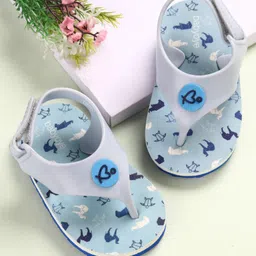 Babyoye Flip Flops Animal Print & Applique Velcro Closure - Blue-picture-30
