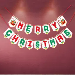 Wobbox Merry Christmas Banner, Christmas Decorations Items Red & White - Multicolor-picture-39