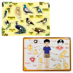 TodFod Wooden Birds  & Body parts 2 Puzzles Multicolour - 19 Pieces-23