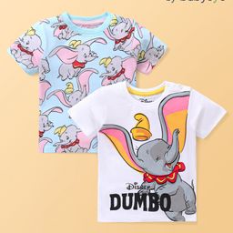Babyoye Disney 100% Cotton Knit Half Sleeves T-Shirt with Dumbo Graphics Pack of 2 - Multicolour-image-63