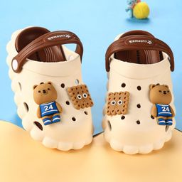 Cute Walk by Babyhug Clogs with Backstrap Bear Applique - Light Brown-image-59