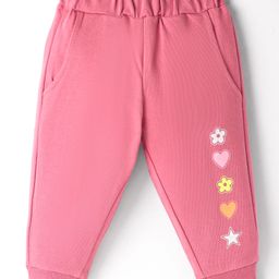 Zero Cotton Knit Full Length Legging With Floral & Heart Print - Pink-image-106