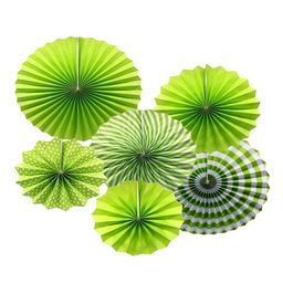 Decor Mantra flower shape homedecoartion paper fan for birthday , baby shower- Green - Pack of 6-13