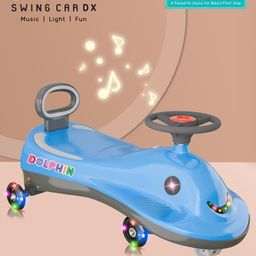Mothertouch Dolphin Swing Car with LED Wheels & Music - Blue-10