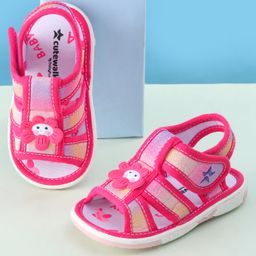 Cute Walk by Babyhug Sandals with Velcro Closure & Floral Applique - Dark Pink-picture-5