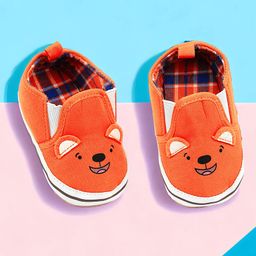 Baby Moo Puppy Designed Anti Skid Shoes - Orange-image-1