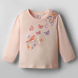 Tango Single Jersey Knit Full Sleeves T-Shirt with Butterfly Print - Peach-picture-22