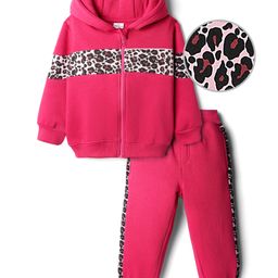 Mark & Mia Cotton Knit Full Sleeves Hooded T-Shirt With Lounge Pant With Cut & Sew Design - Fuschia-picture-24