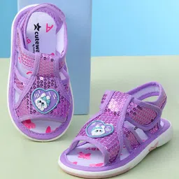 Cute Walk by Babyhug Sandals With Velcro Closure & Sequin Detailing - Purple-picture-28