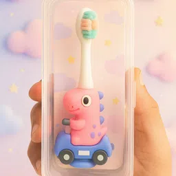 Badal Kidz Baby Soft Bristle Toothbrush with Dinosaur Handle - Gentle Oral Care with Travel Case (6M Plus) - Pink-picture-4
