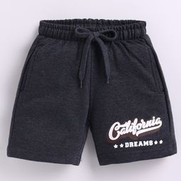 Parrot Crow Cotton Knit California Dreams Text Printed Shorts - Charcoal Grey-picture-0