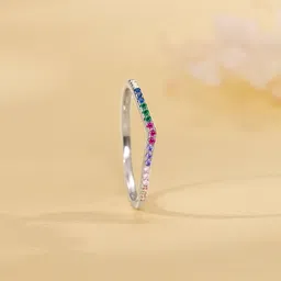 GIVA 925 Sterling Silver Colourful Vanki Rhodium-Plated CZ Studded Finger Ring-image-50