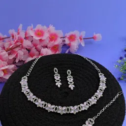 VATSALYA creation Alloy Gold- plated Purple Jewellery Set-image-95