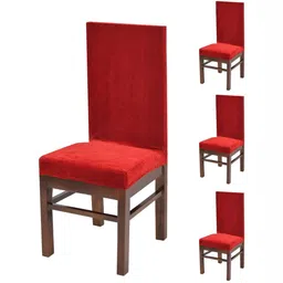 DECOR VATIKA Set Of 4 Maroon Stretchable Chair Covers-image-66