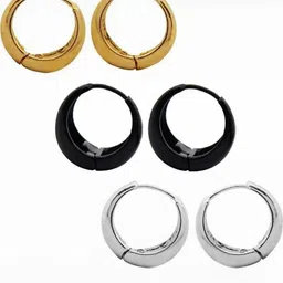 HOUSEOFTRENDZZ Unisex Set Of 3 Stainless Steel Circular Hoop Earrings-32
