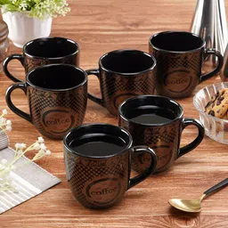 CDI Black & Brown Printed Ceramic Glossy Mugs Set of Cups and Mugs-12