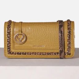 Allen Solly Yellow Textured Medium Sling Handbag-image-108
