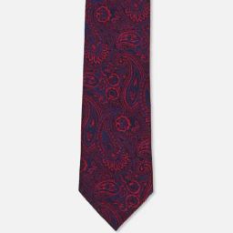 Van Heusen Navy & Red Printed Tie with Pocket Square & Cufflinks image 3