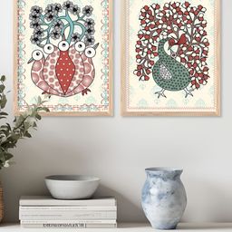Kotart Brown & Green 2 Pieces Floral and Botanical Wooden Wall Arts-picture-2