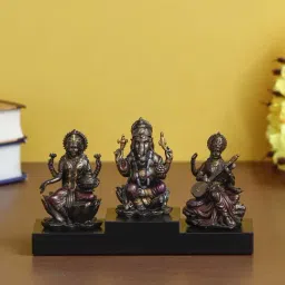 eCraftIndia Ganesha Laxmi Saraswati on Base Cold Cast Bronze Resin Decorative Figurine-image-50